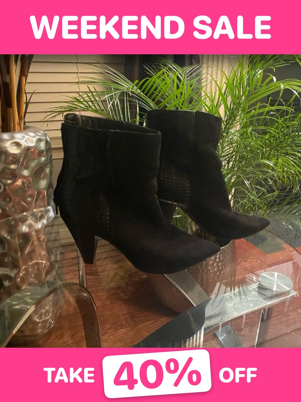 New Directions Black Point Toe Booties Size 10